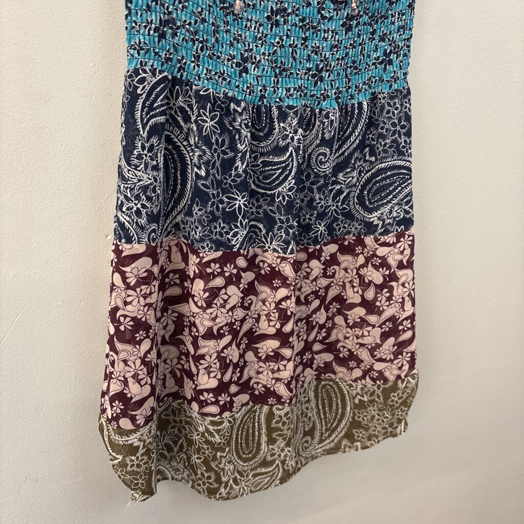Cabi Pink/ Multi Paisley Print Smocked Waist Dress Extra Small