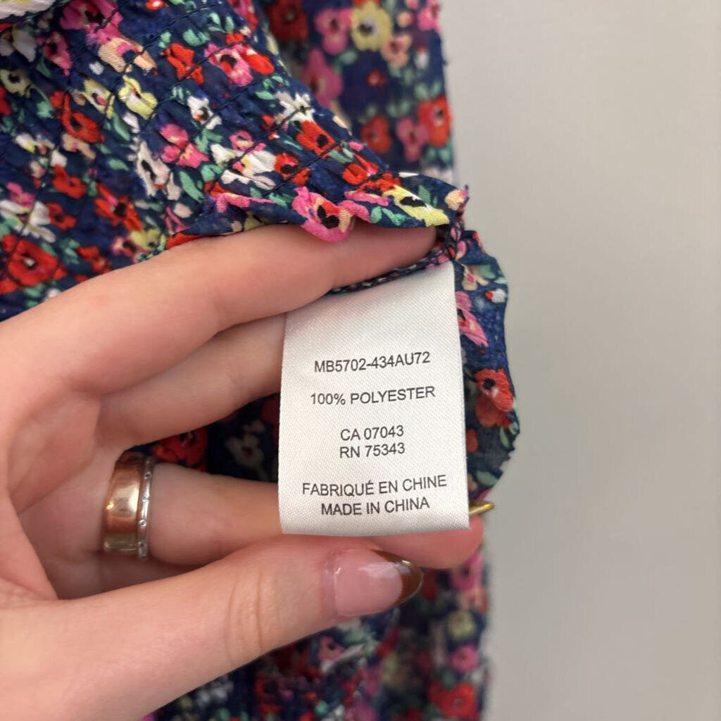 Rachel Zoe Blue/ Multi Flower Print Long Sleeve Top Extra Small