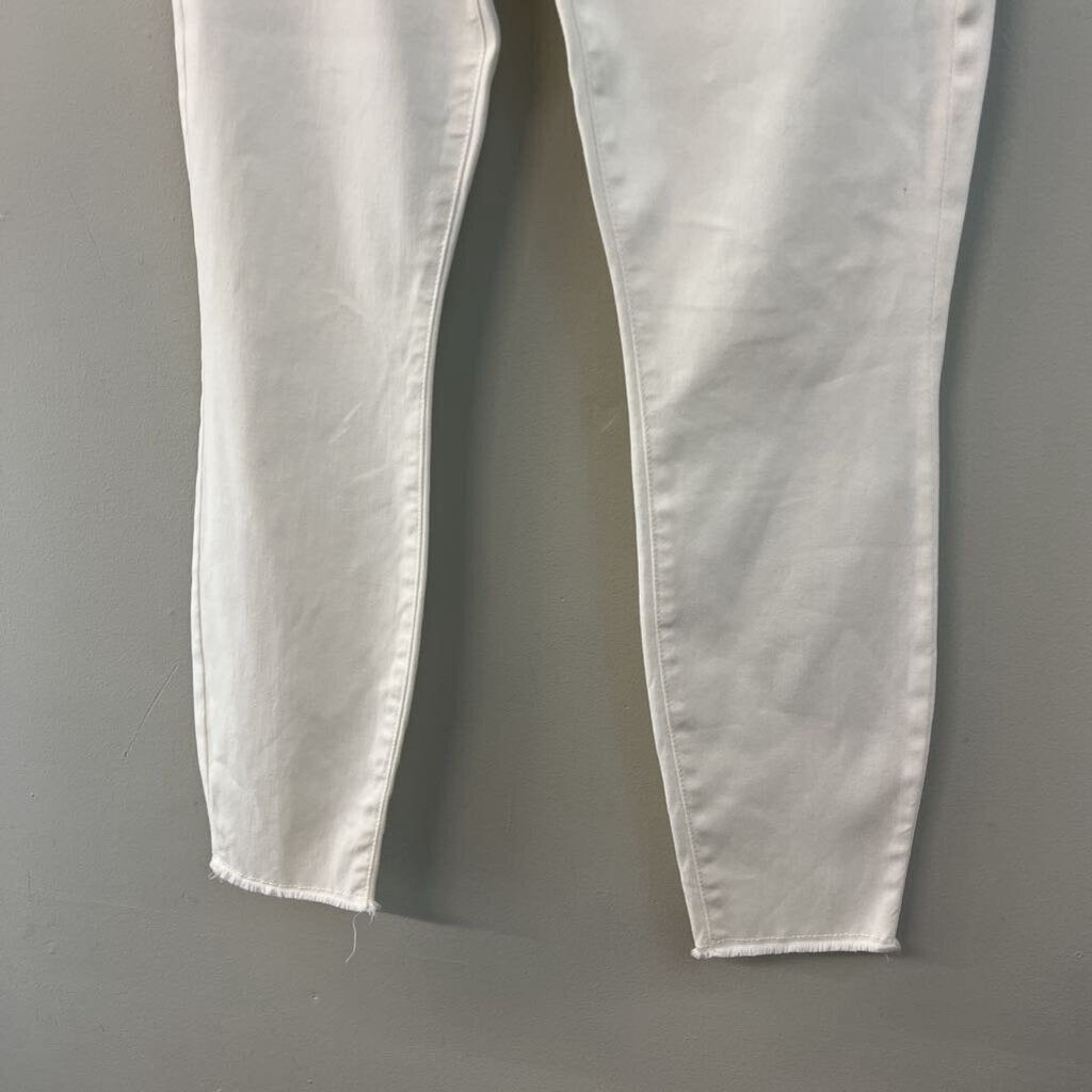 Mother White Denim High Waisted Looker Dagger Ankle Fray Jeans 26