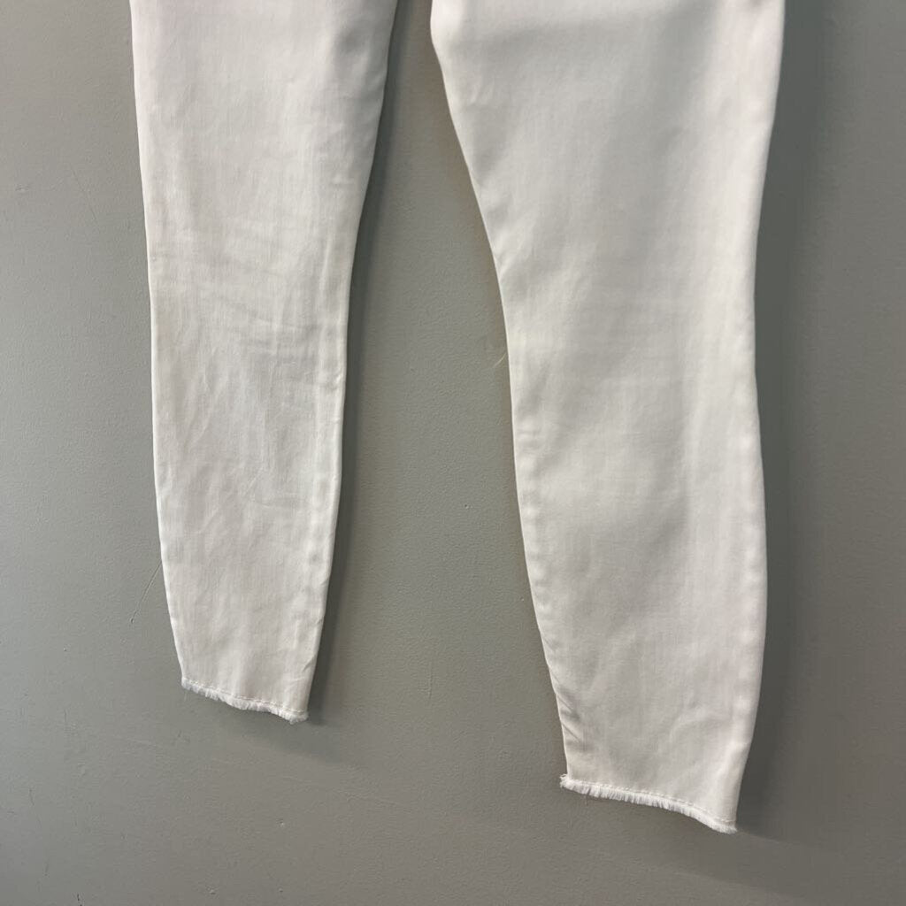 Mother White Denim High Waisted Looker Dagger Ankle Fray Jeans 26
