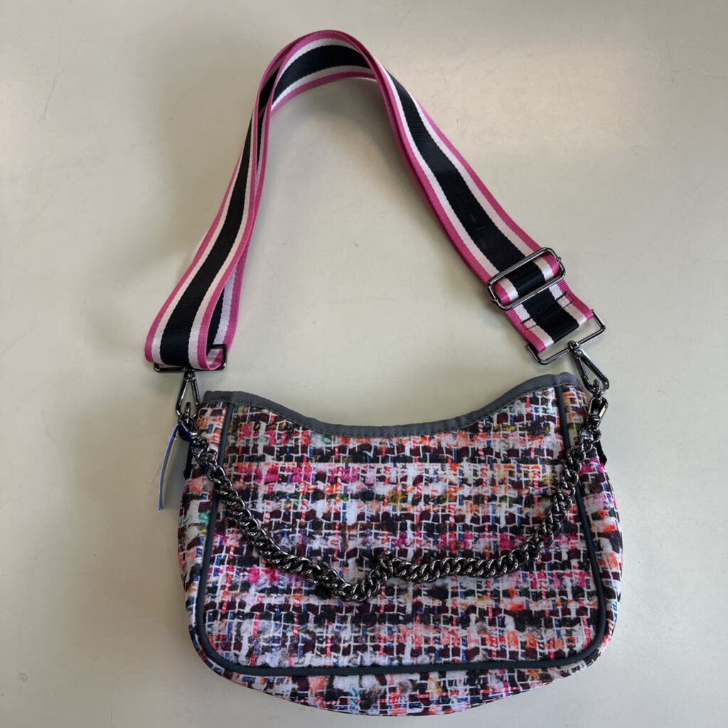 Haute Shore Grey/ Pink Print Neoprene Crossbody Purse