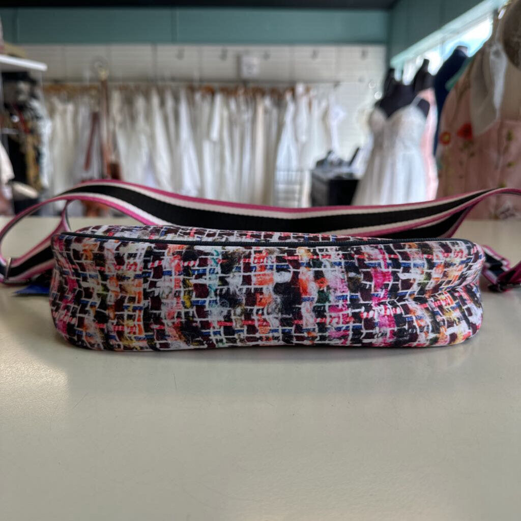 Haute Shore Grey/ Pink Print Neoprene Crossbody Purse