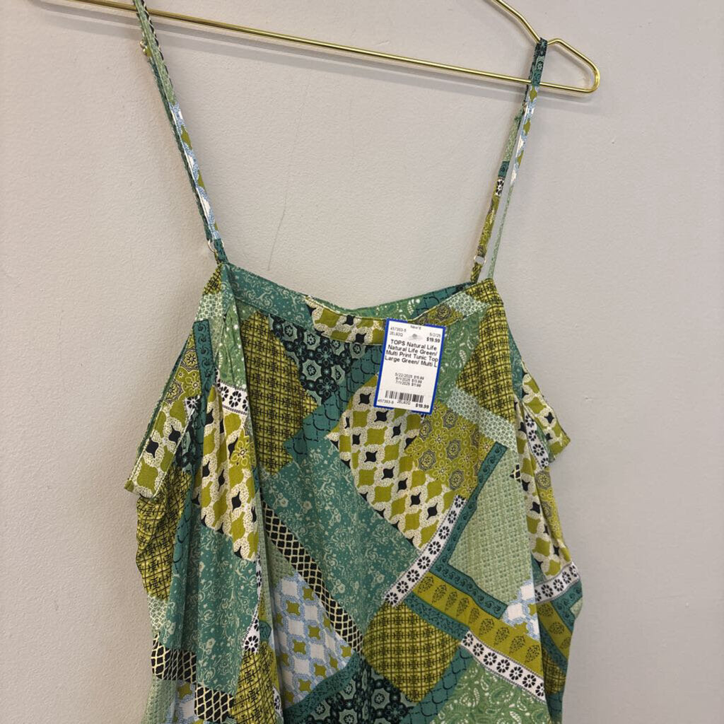 Natural Life Green/ Multi Print Tunic Top Large