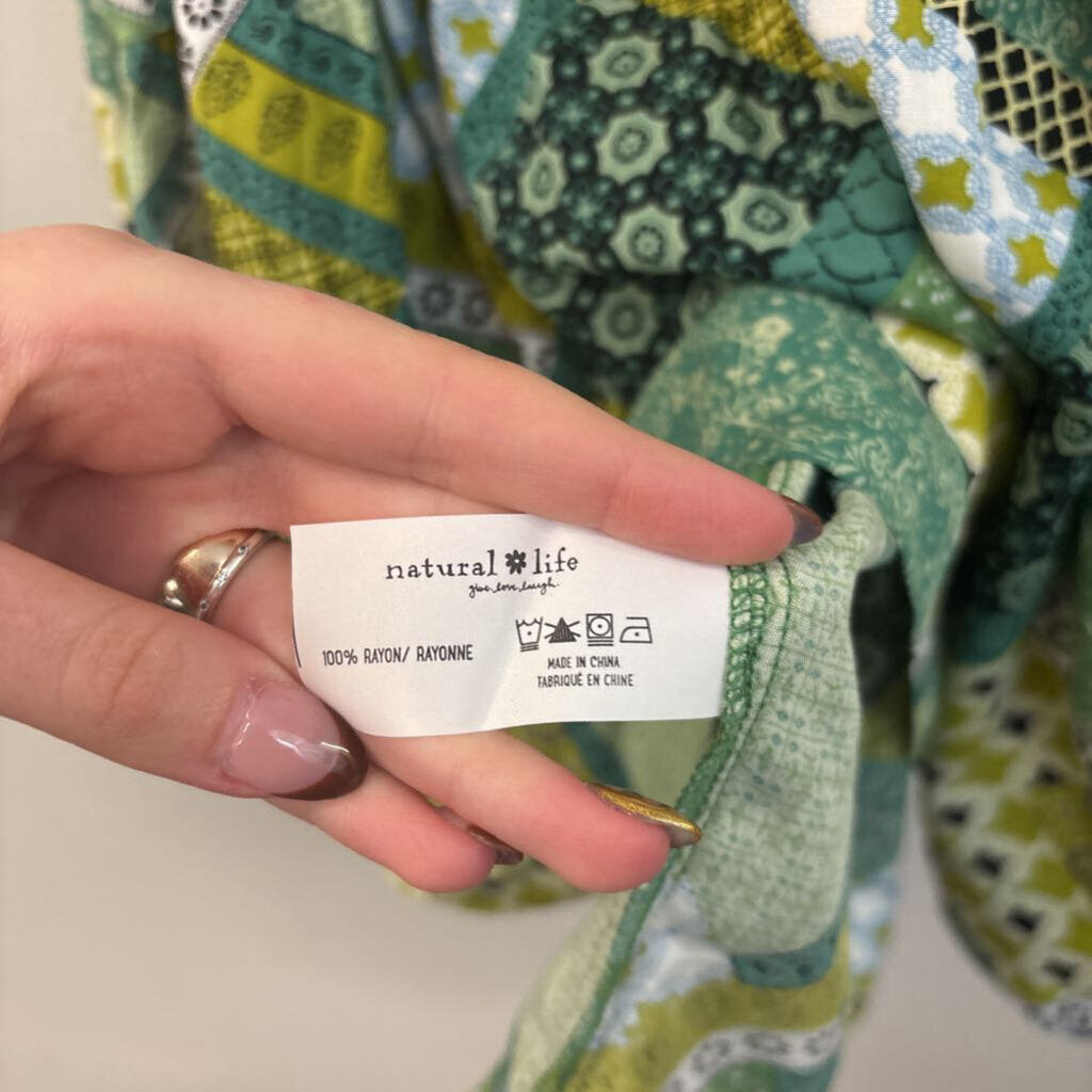 Natural Life Green/ Multi Print Tunic Top Large