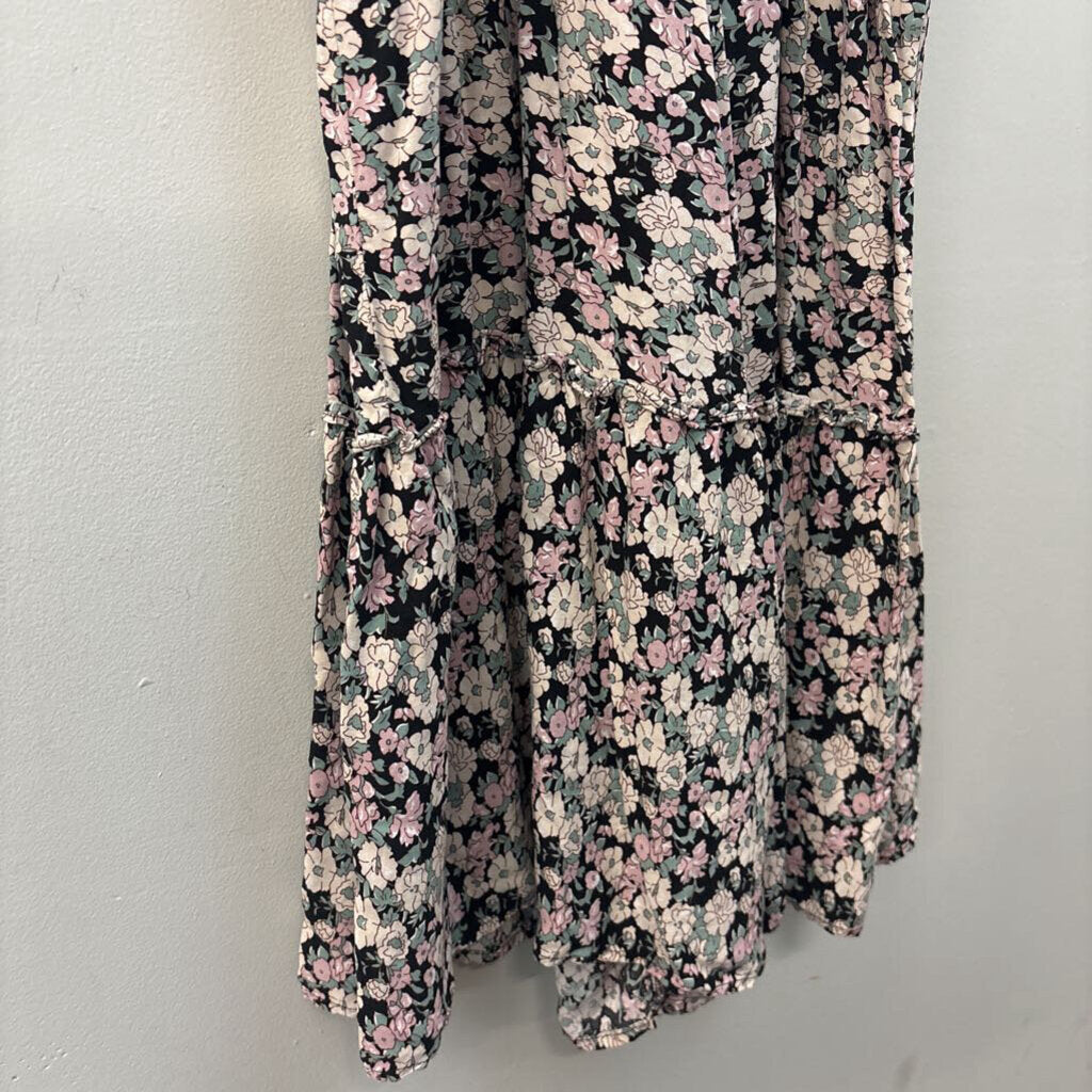 Natural Life Black/ Pink Flower Print Billowy Jumpsuit L/ XL