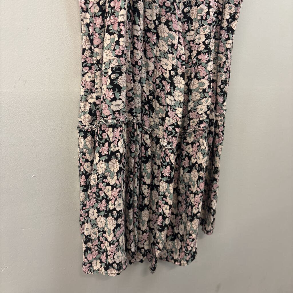 Natural Life Black/ Pink Flower Print Billowy Jumpsuit L/ XL