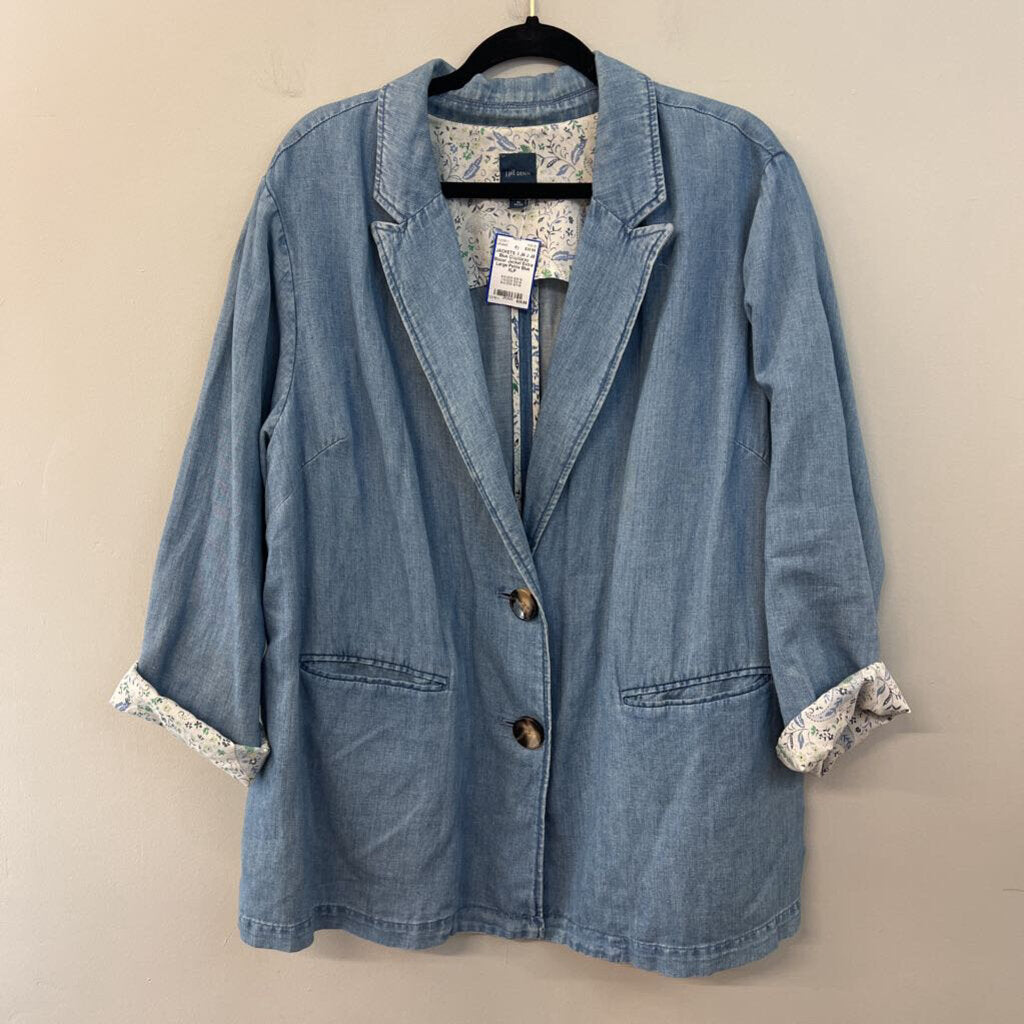 J Jill Blue Chambray Blazer Jacket Extra Large Petite