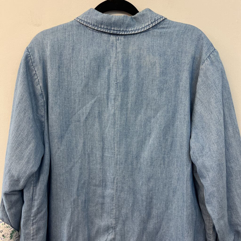 J Jill Blue Chambray Blazer Jacket Extra Large Petite
