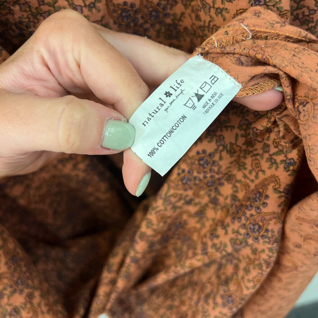 Natural Life Brown Paisley Print Maxi Dress L/ XL