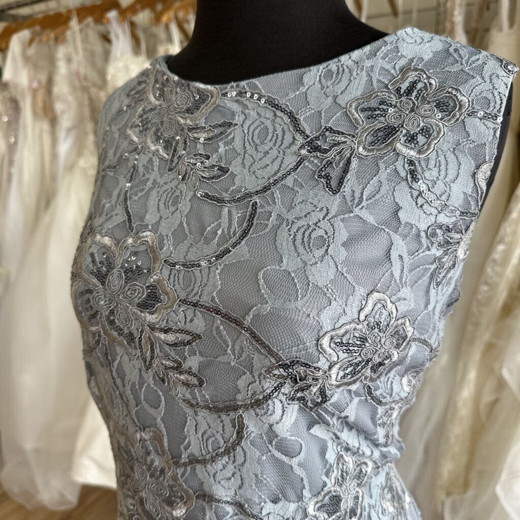 RSVP Grey Lace Sequin Sleeveless Short Formal Dress 16
