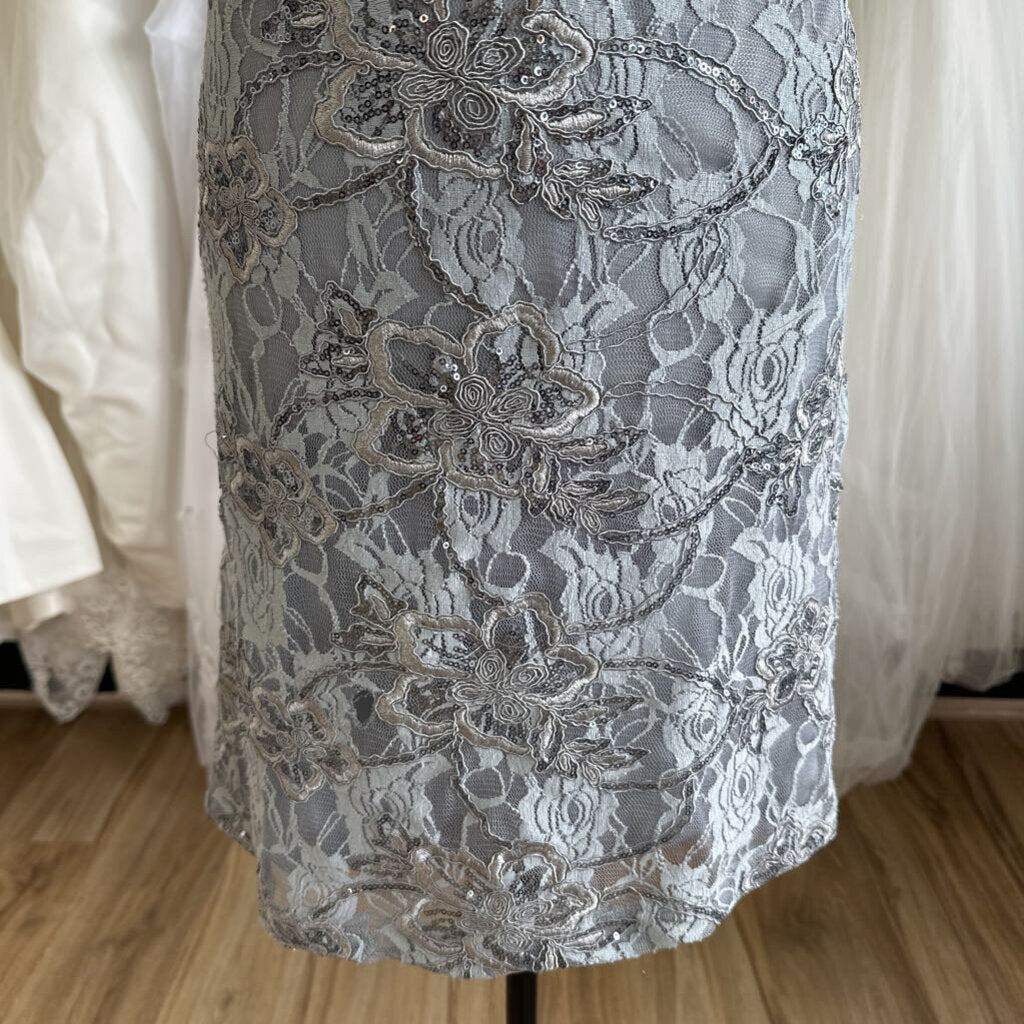 RSVP Grey Lace Sequin Sleeveless Short Formal Dress 16
