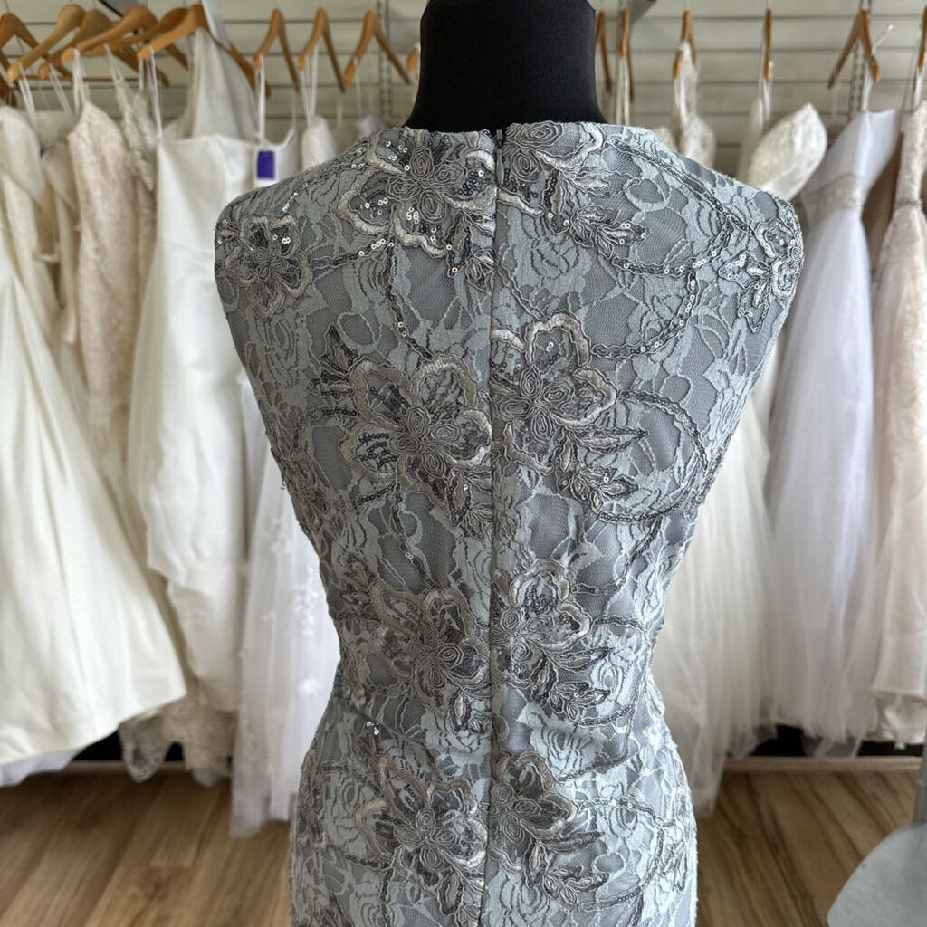 RSVP Grey Lace Sequin Sleeveless Short Formal Dress 16