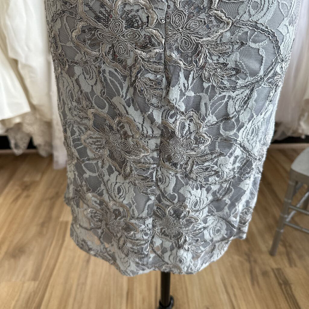 RSVP Grey Lace Sequin Sleeveless Short Formal Dress 16