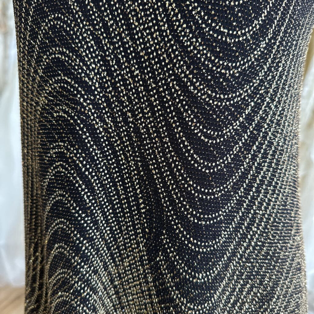 Sangria Black/ Gold Sparkle Print Sleeveless Short Formal Dress 16