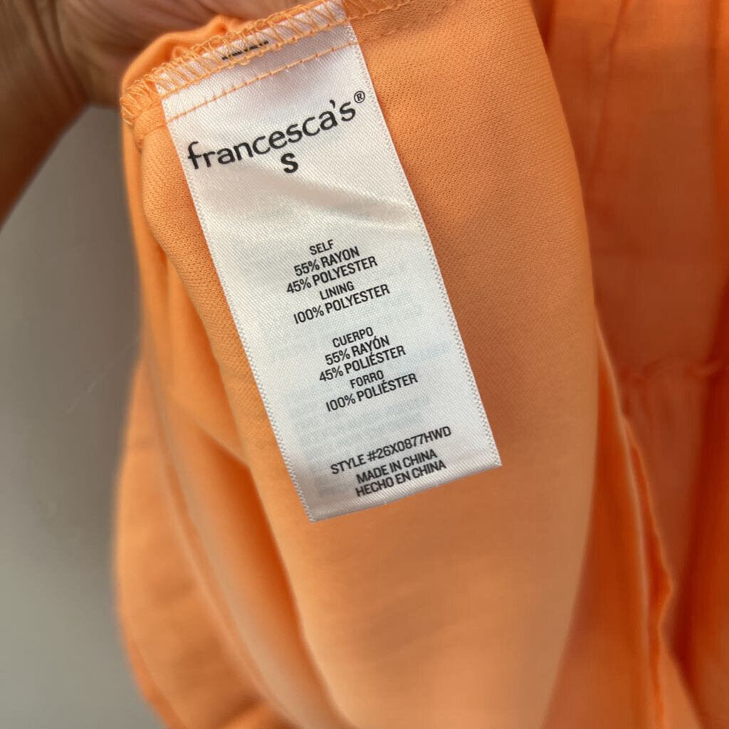 Blue Rain Orange Short Sleeve Tiered Skirt Dress Small