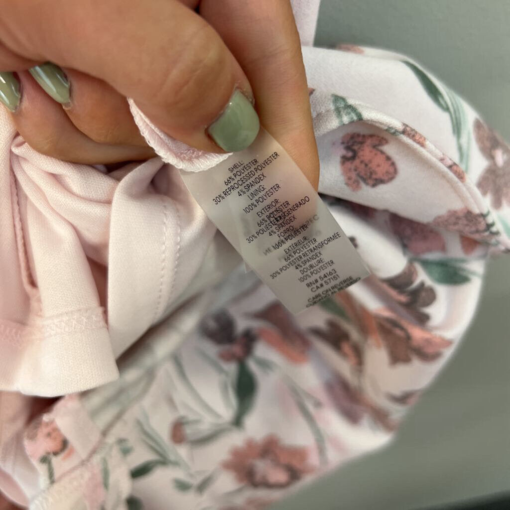 Calvin Klein Pink Flower Print Short Sleeve Ruffle Hem Dress 4
