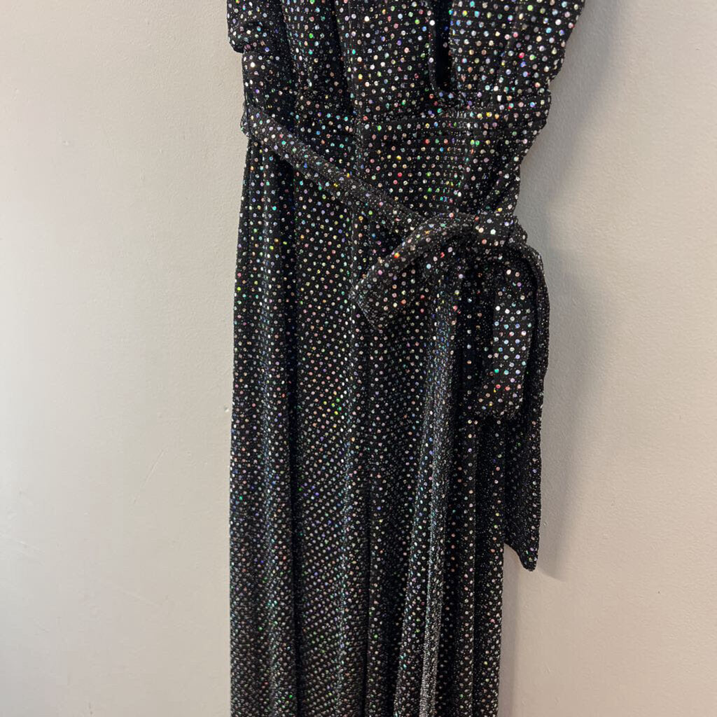 Flying Tomato Black/ Iridescent Sparkle Halter Top Jumpsuit Small