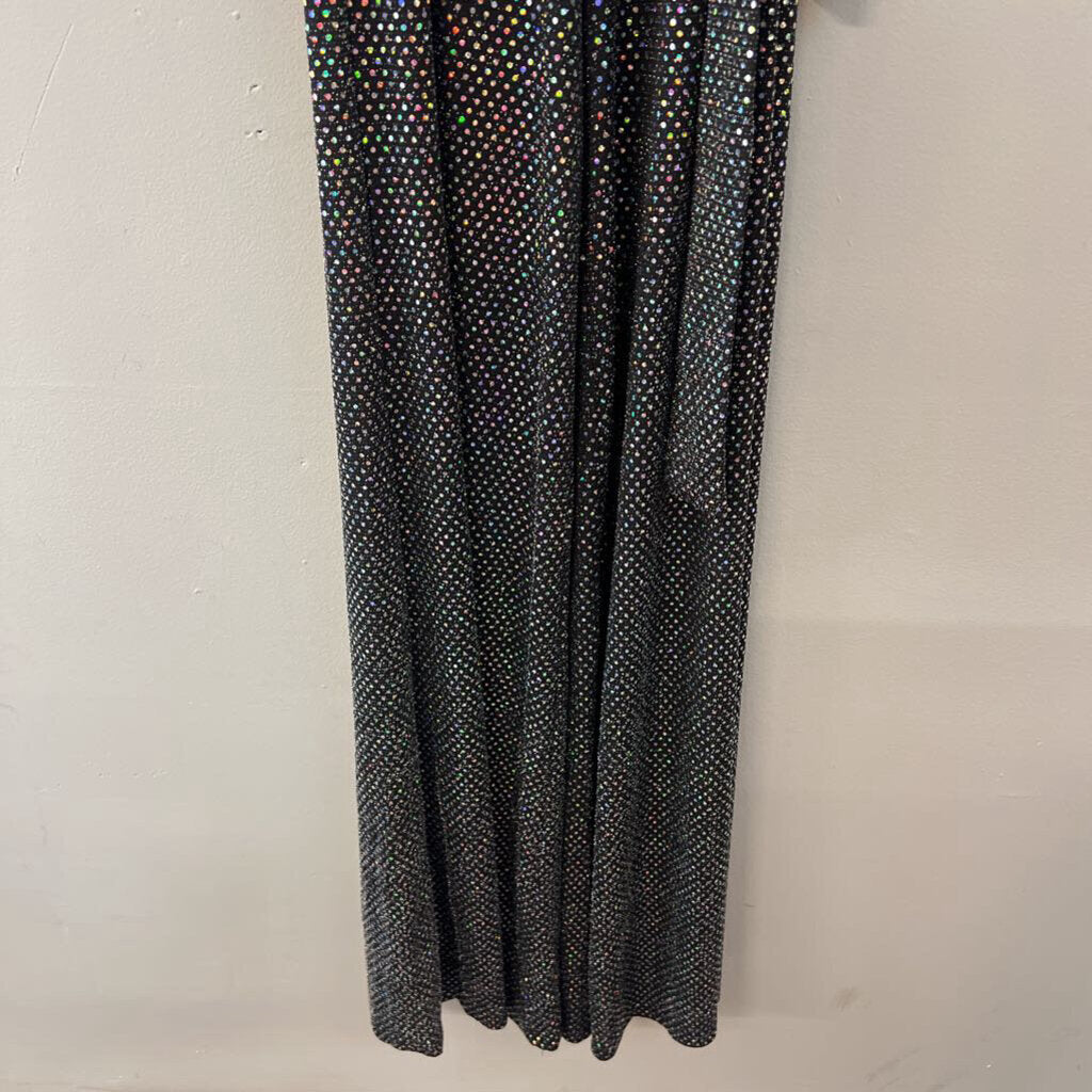 Flying Tomato Black/ Iridescent Sparkle Halter Top Jumpsuit Small