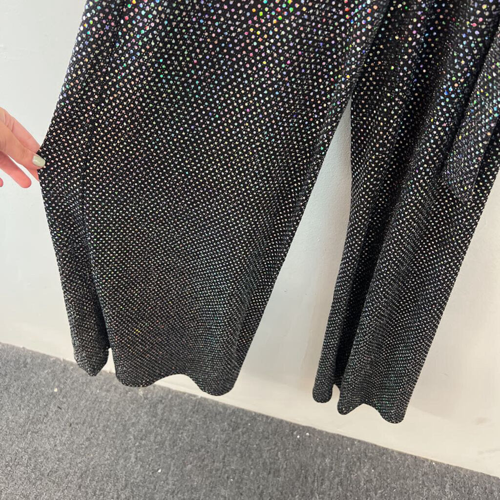 Flying Tomato Black/ Iridescent Sparkle Halter Top Jumpsuit Small