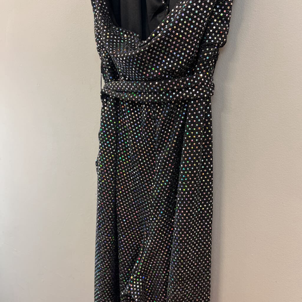 Flying Tomato Black/ Iridescent Sparkle Halter Top Jumpsuit Small