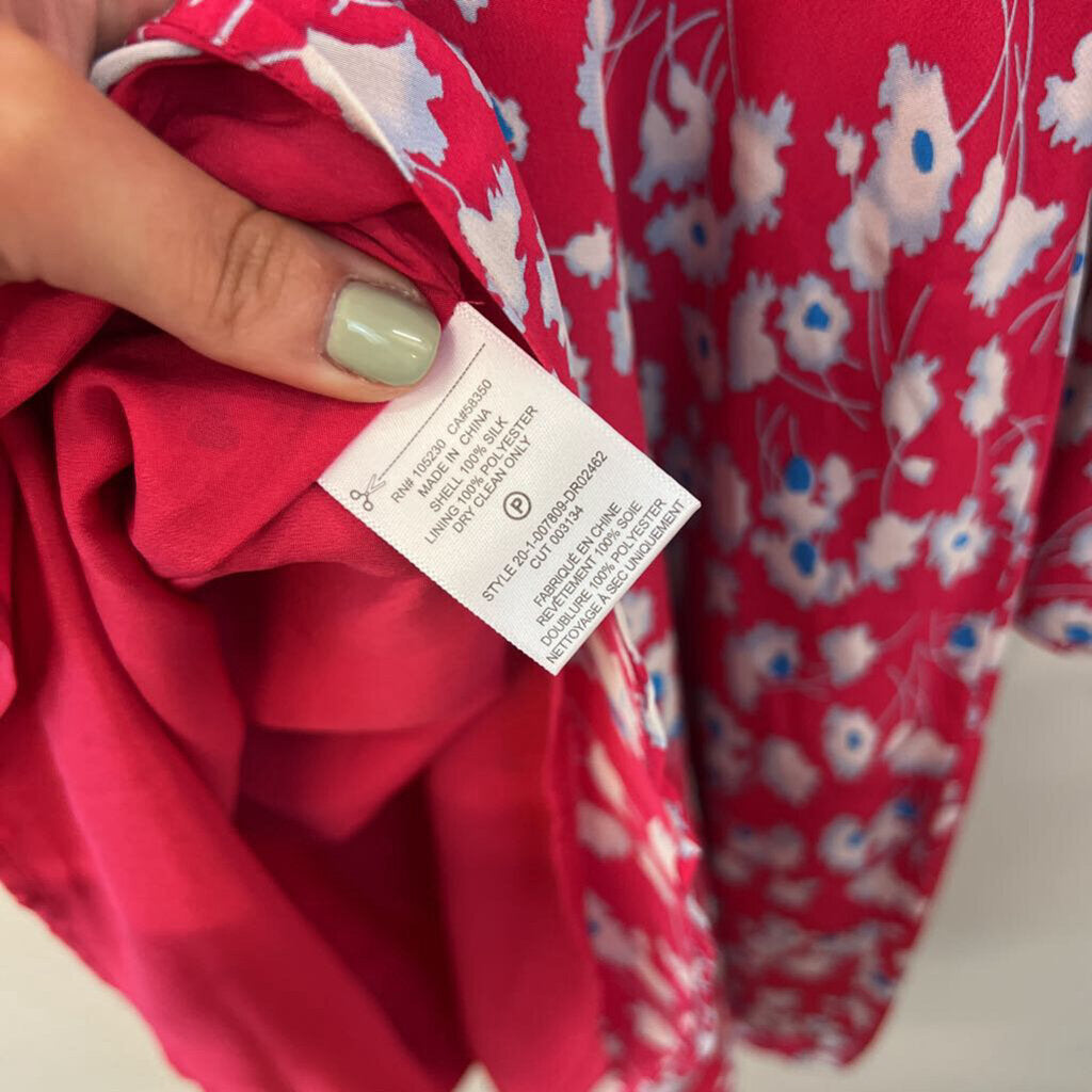 Equipment Red/ Blue Print Long Sleeve Dress Medium