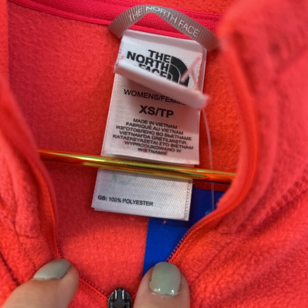 The North Face Bright Coral Long Sleeve Fleece Pullover Extra Small