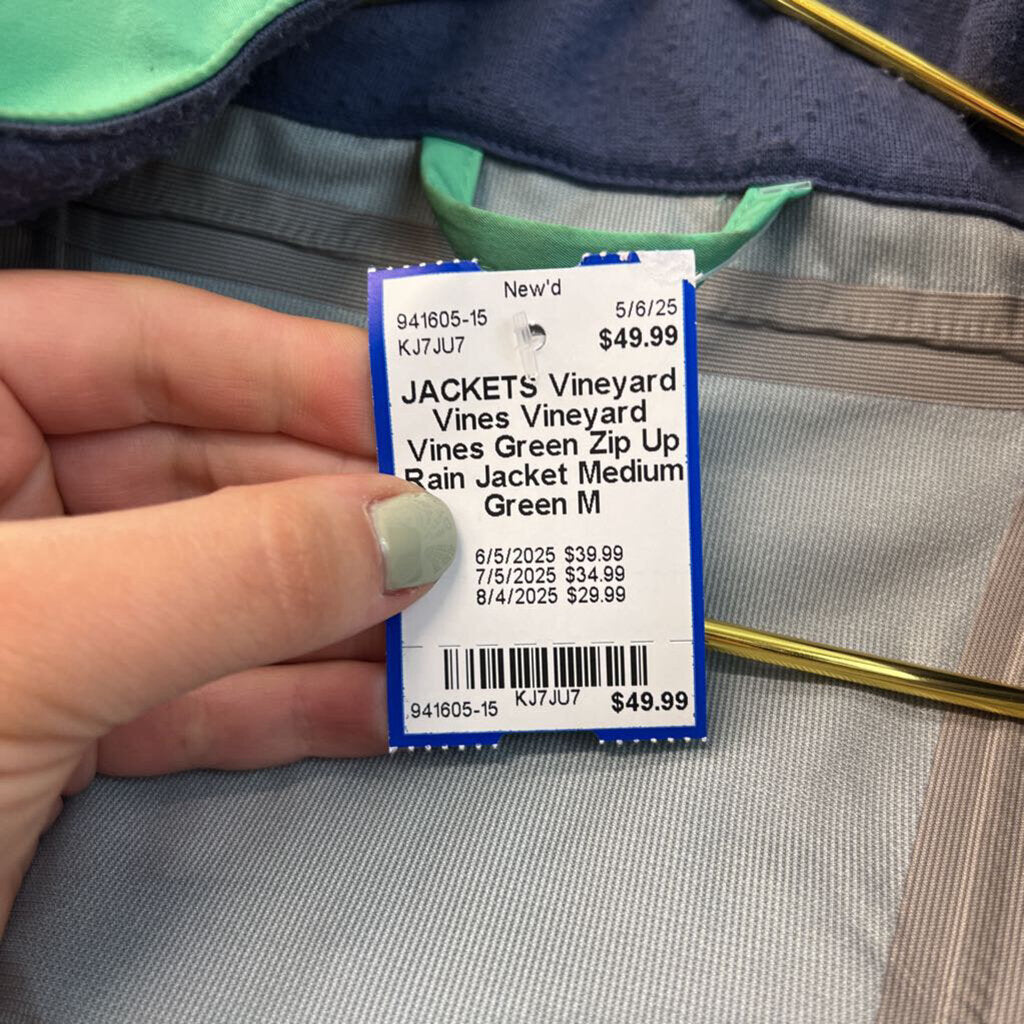 Vineyard Vines Green Zip Up Rain Jacket Medium