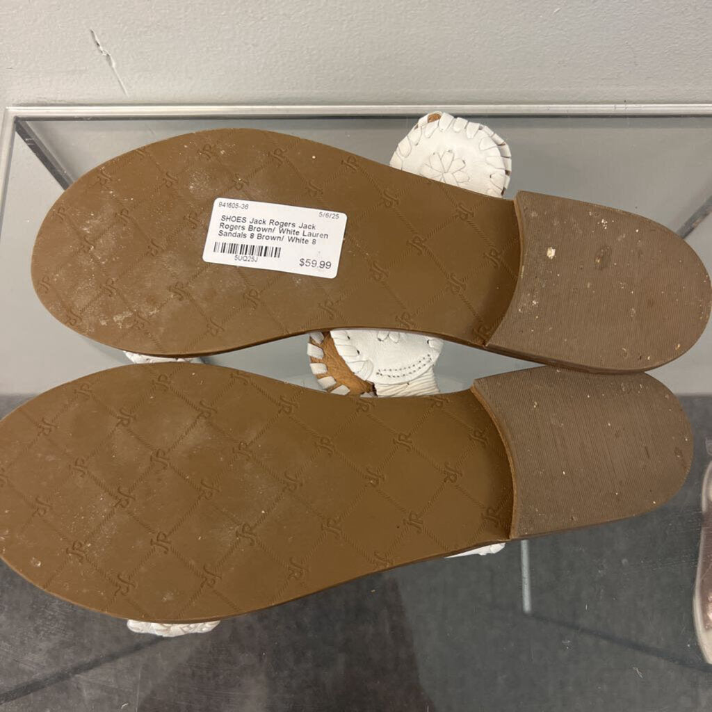 Jack Rogers Brown/ White Lauren Sandals 8