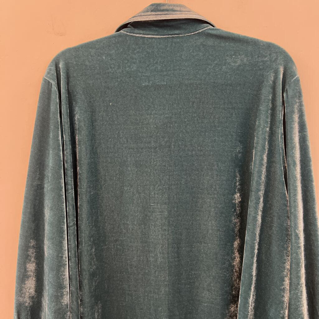 Soft Surrondings Blue Velvet Long Sleeve Button Down Top 2X
