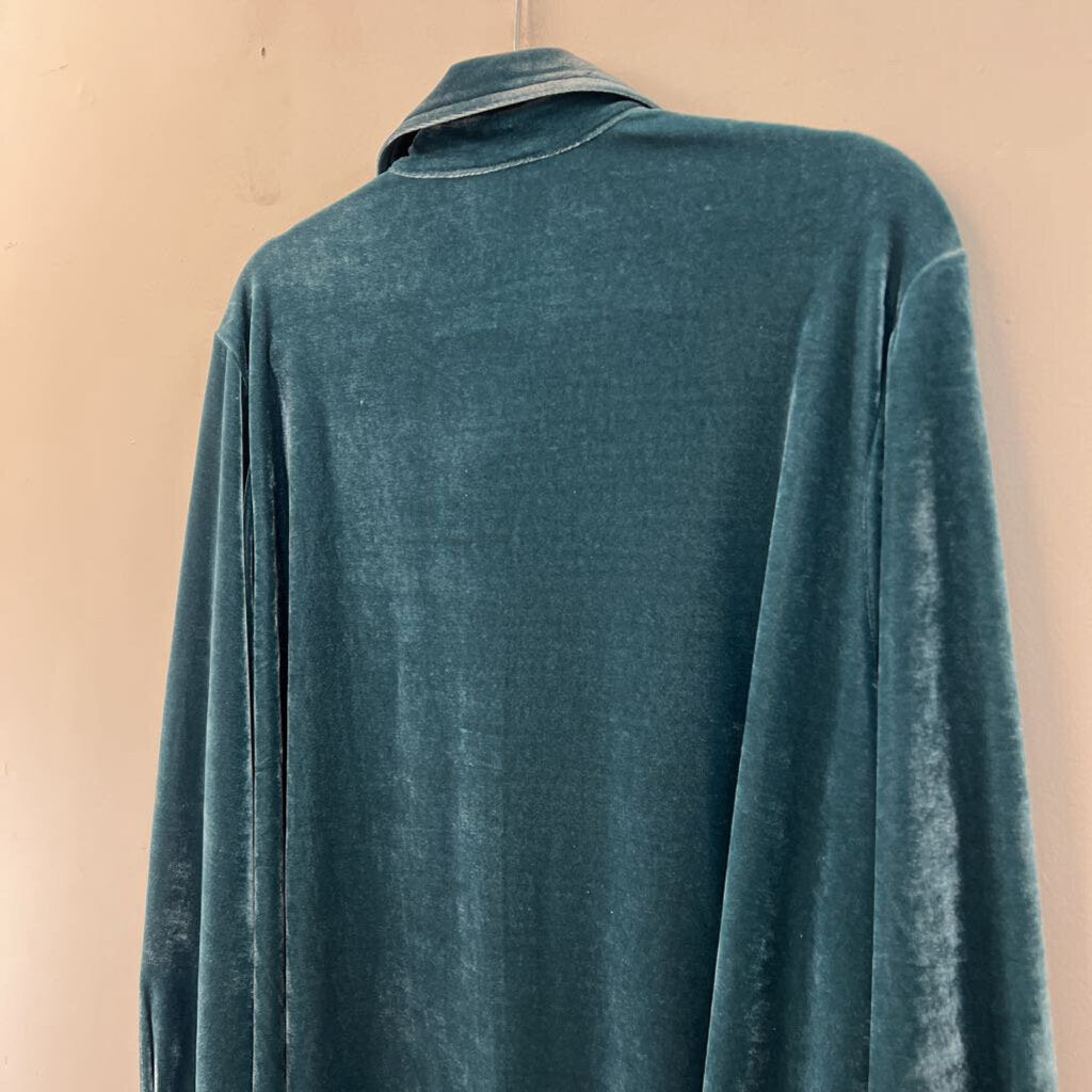 Soft Surrondings Blue Velvet Long Sleeve Button Down Top 2X
