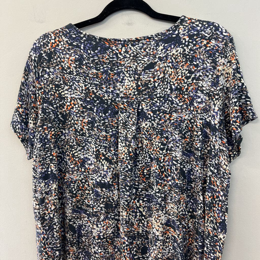 Philosophy Grey/ Multi Print Short Sleeve Top 1X