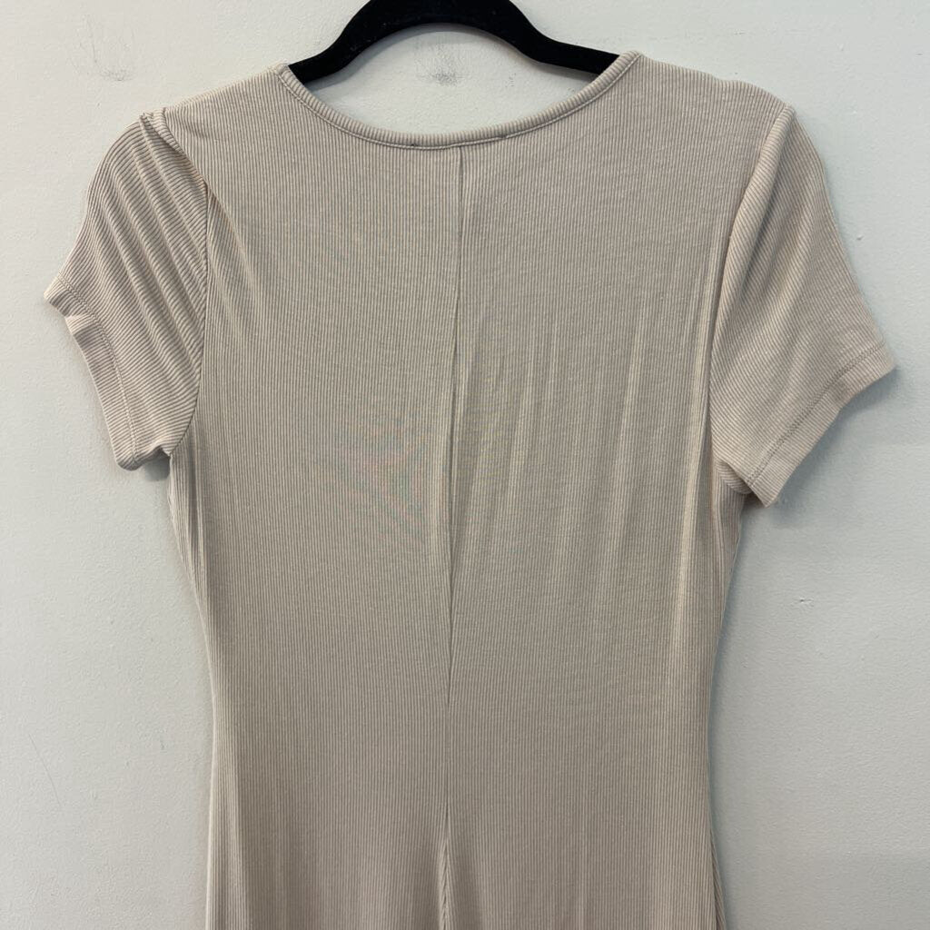 Rachel Zoe Brown Ribbed Short Sleeve Maxi Dress Small