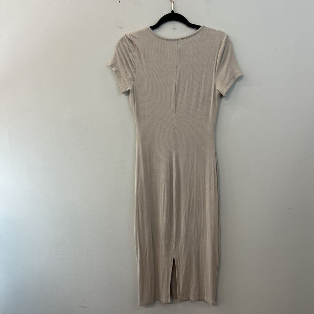 Rachel Zoe Brown Ribbed Short Sleeve Maxi Dress Small