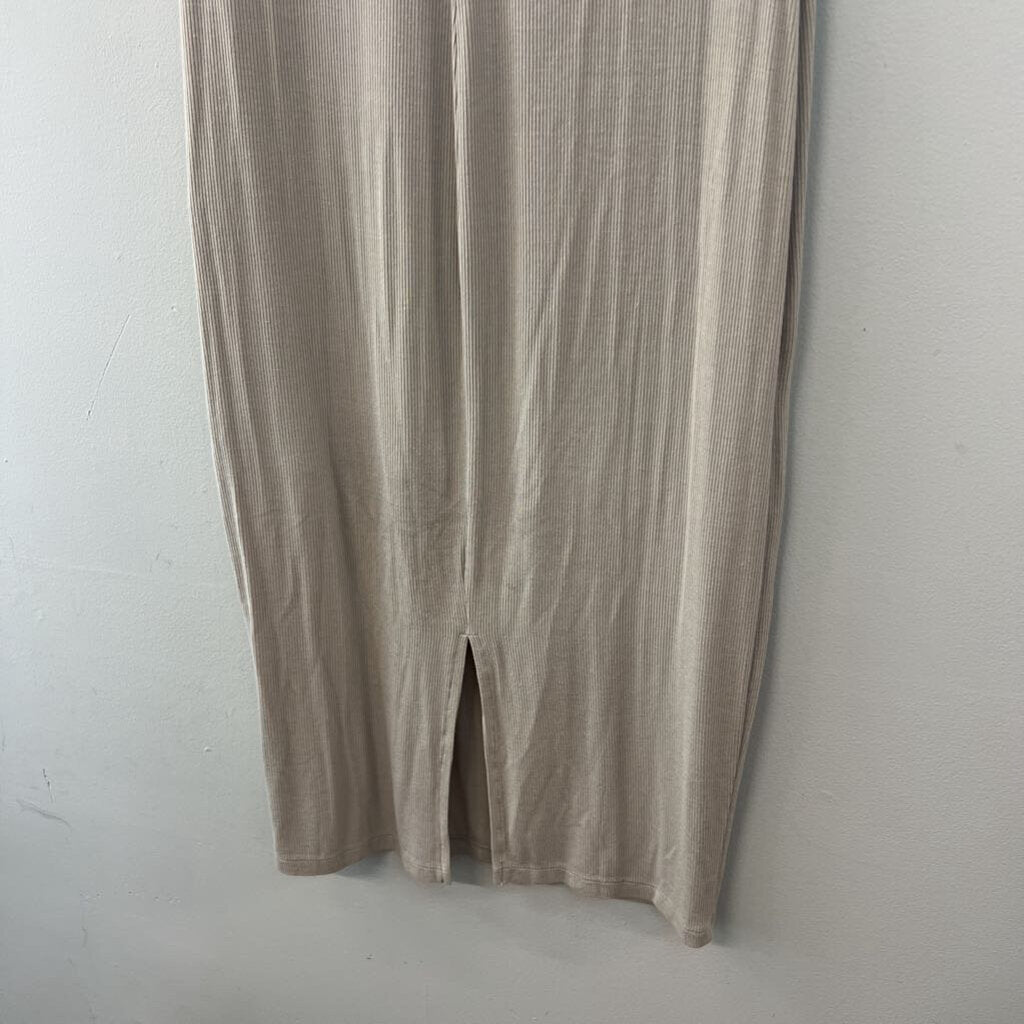 Rachel Zoe Brown Ribbed Short Sleeve Maxi Dress Small