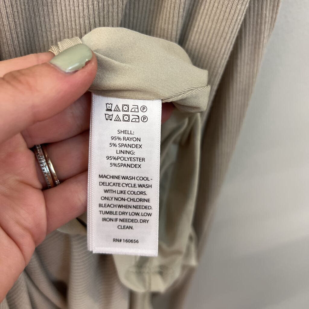 Rachel Zoe Brown Ribbed Short Sleeve Maxi Dress Small