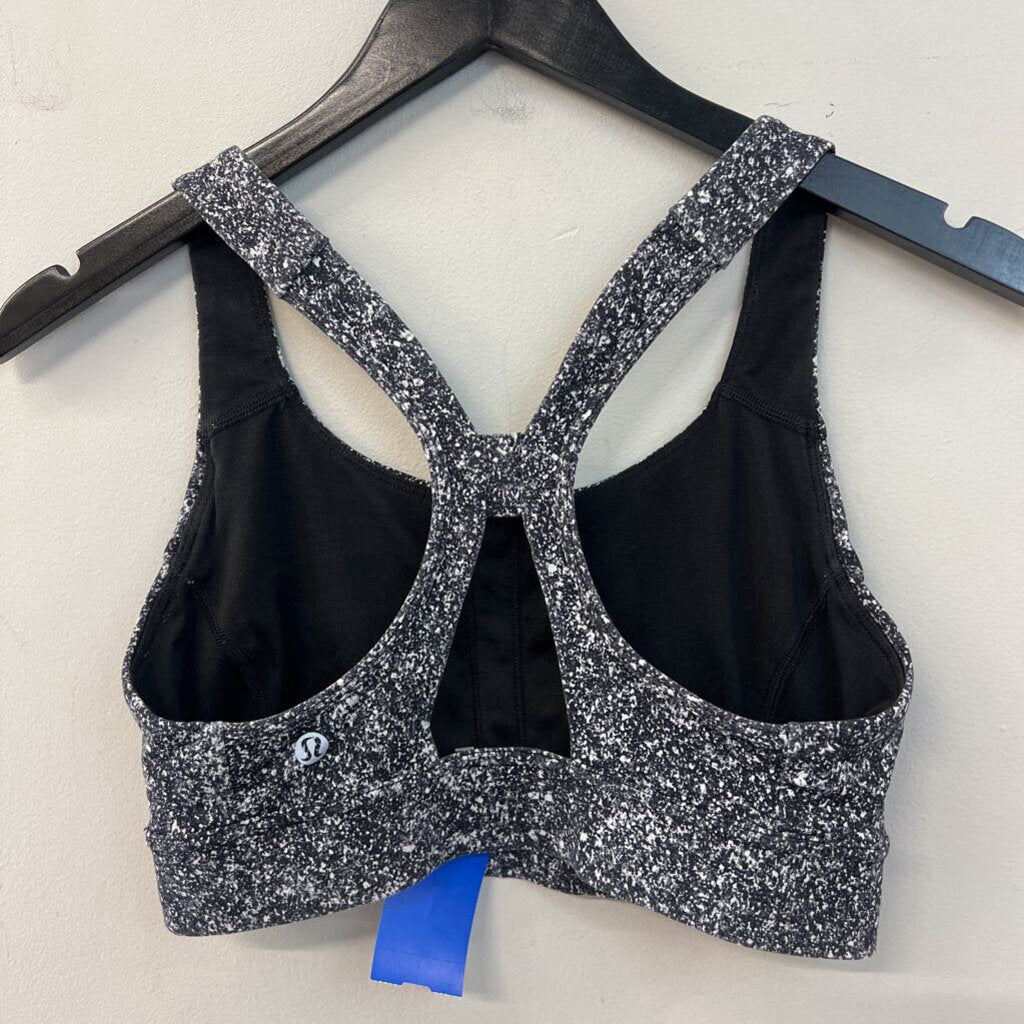 Lululemon Black/ Grey Speckled Print Sports Bra 6