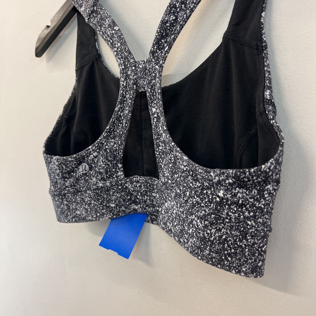 Lululemon Black/ Grey Speckled Print Sports Bra 6