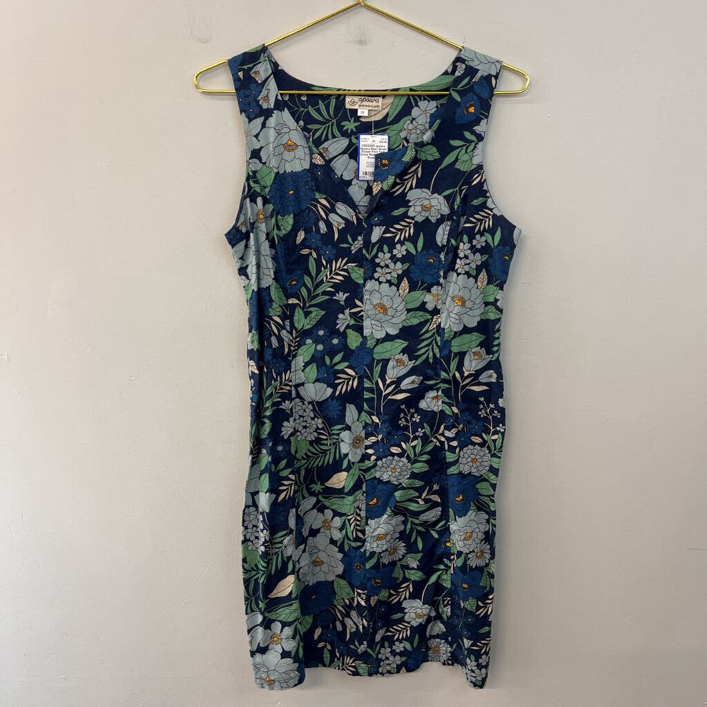 Apsara Blue/ Green Flower Print Tank Dress Medium