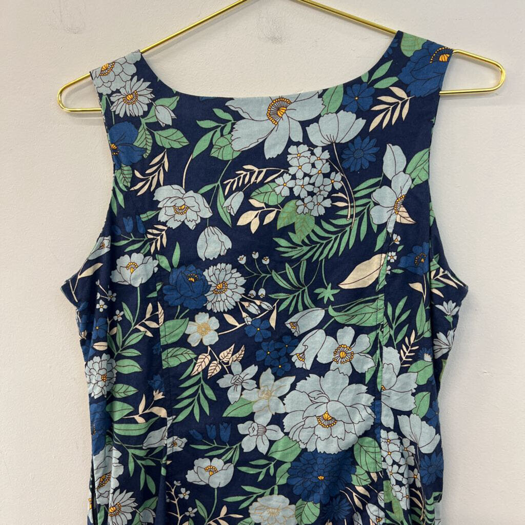 Apsara Blue/ Green Flower Print Tank Dress Medium