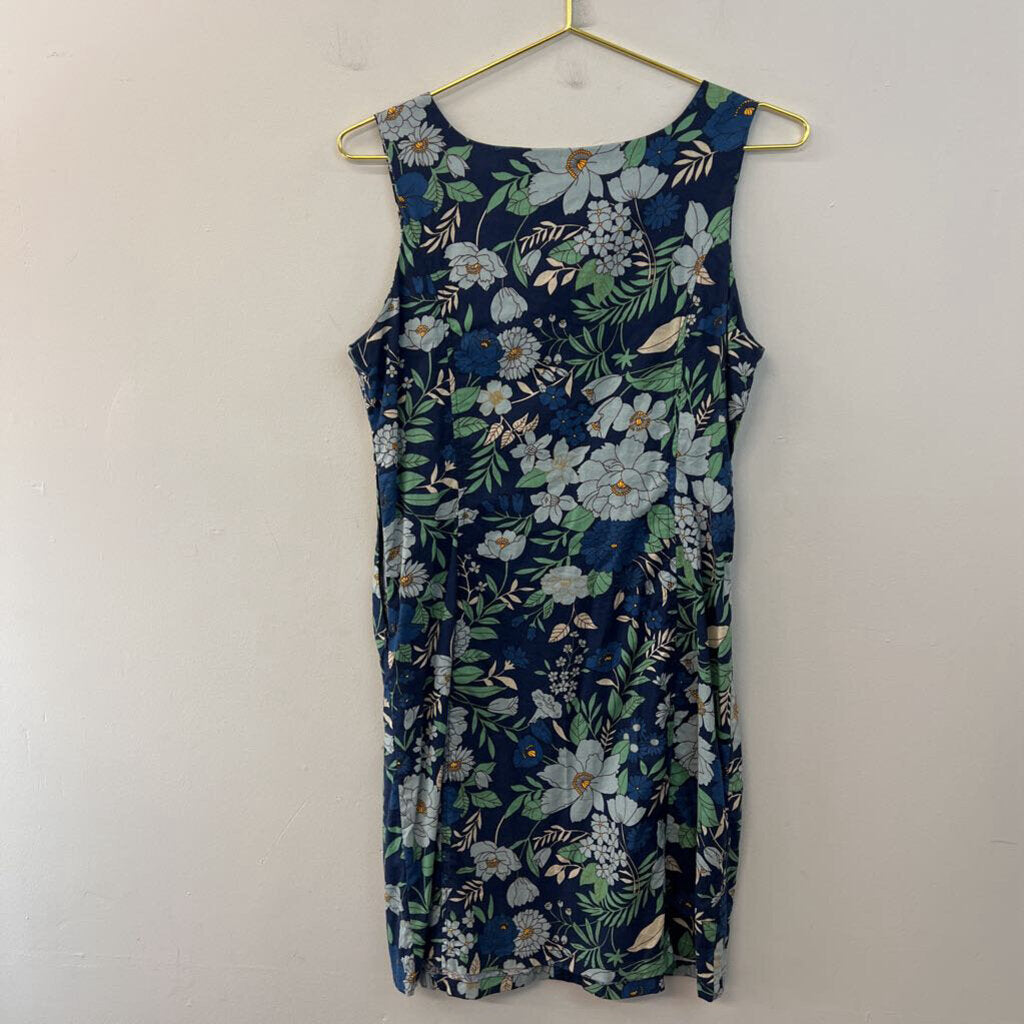Apsara Blue/ Green Flower Print Tank Dress Medium