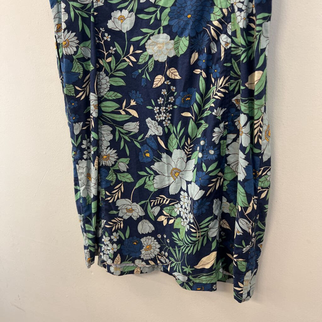 Apsara Blue/ Green Flower Print Tank Dress Medium