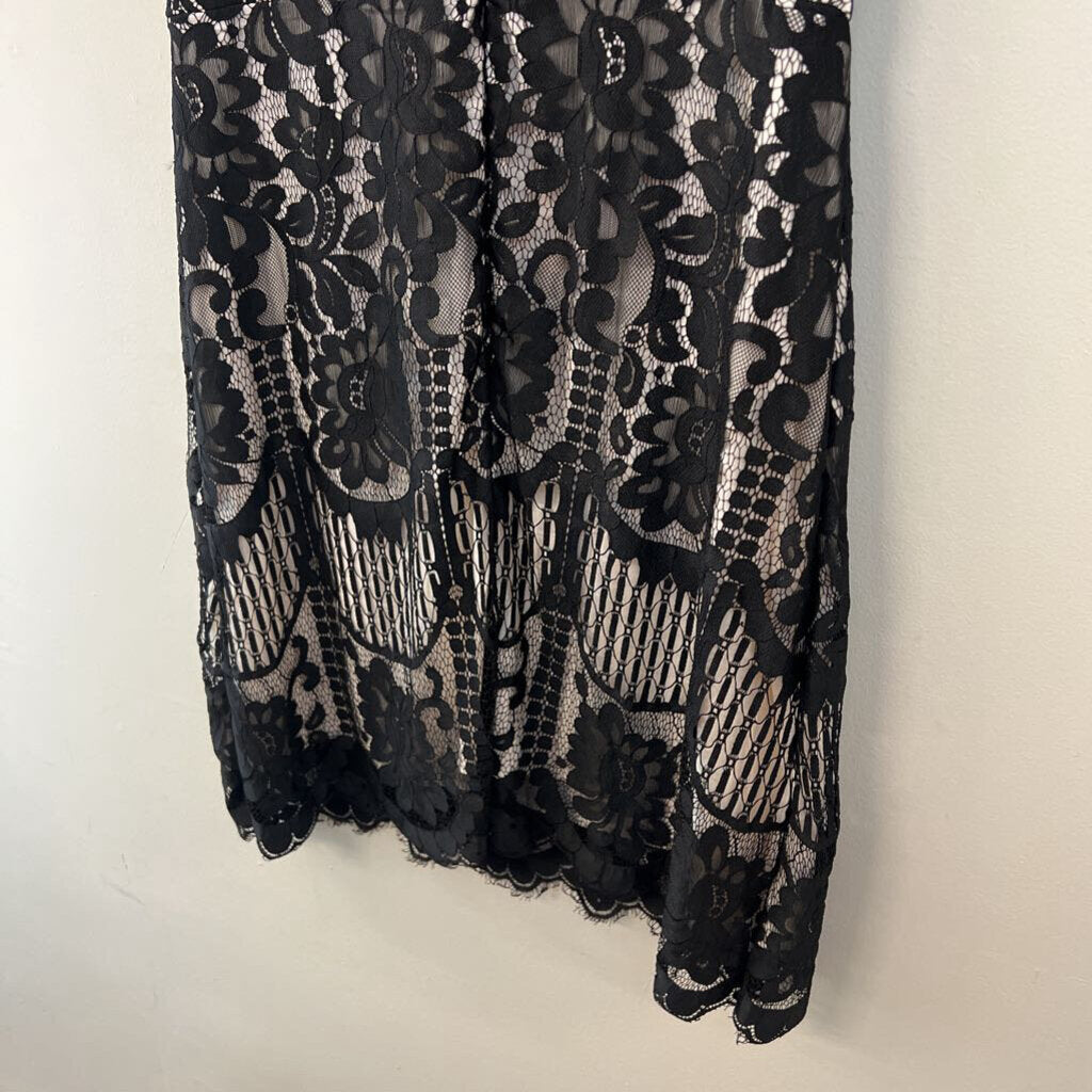 MSLG Black/ White Lace Short Sleeve Dress Large