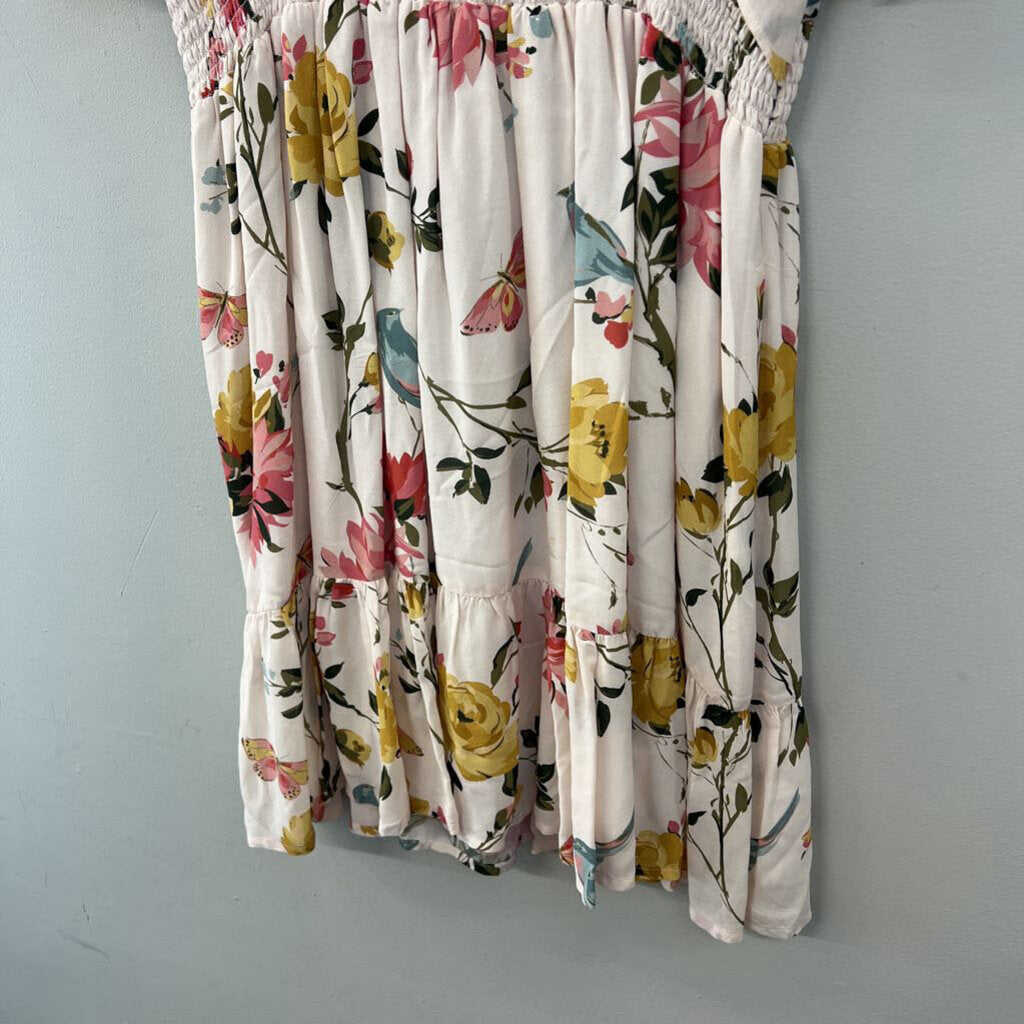 Spartina Pink/ MUlti Flower Print Short Sleeve Dress Large