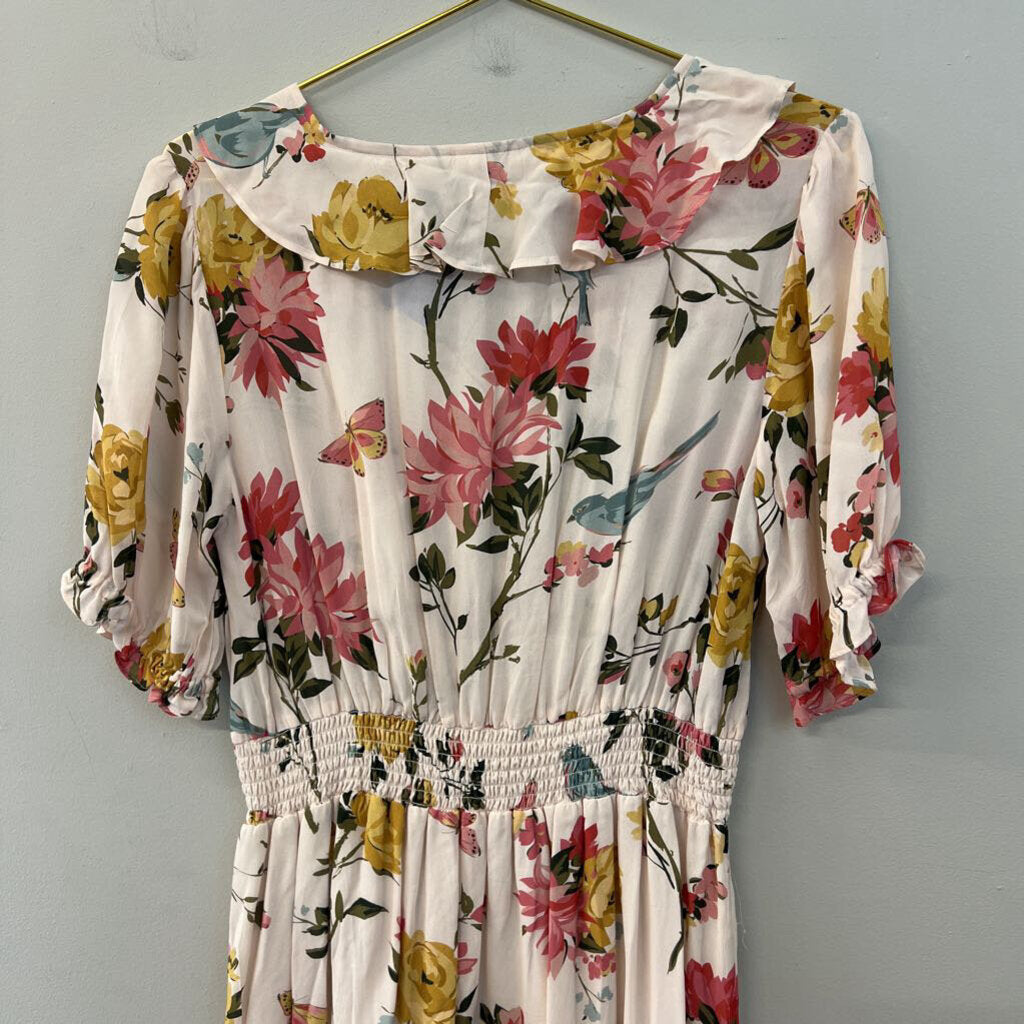 Spartina Pink/ MUlti Flower Print Short Sleeve Dress Large