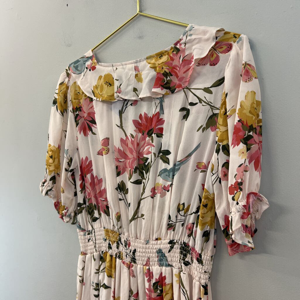 Spartina Pink/ MUlti Flower Print Short Sleeve Dress Large
