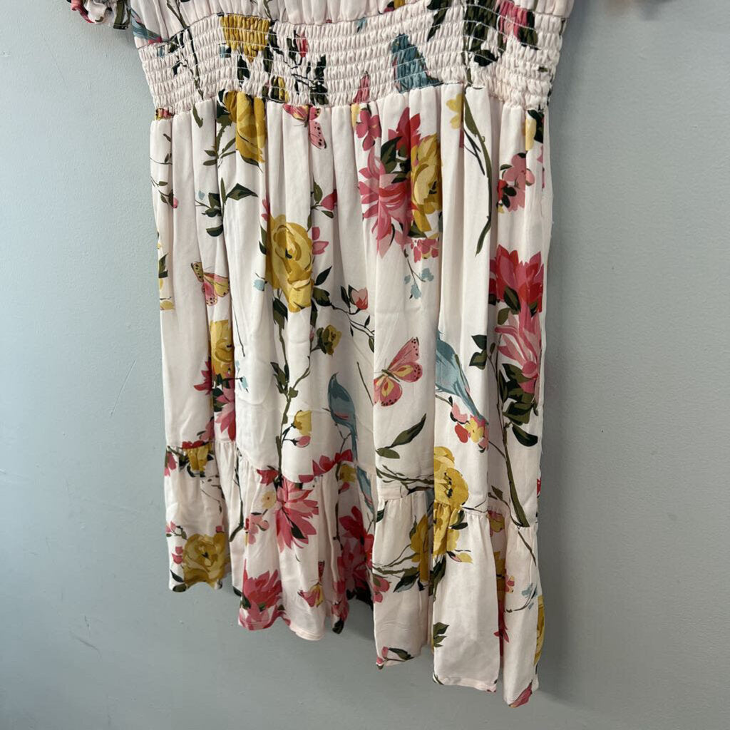 Spartina Pink/ MUlti Flower Print Short Sleeve Dress Large