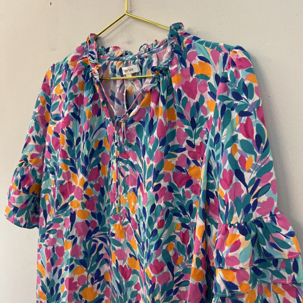 Tyler Boe White/ Multi Print Short Sleeve Top Medium