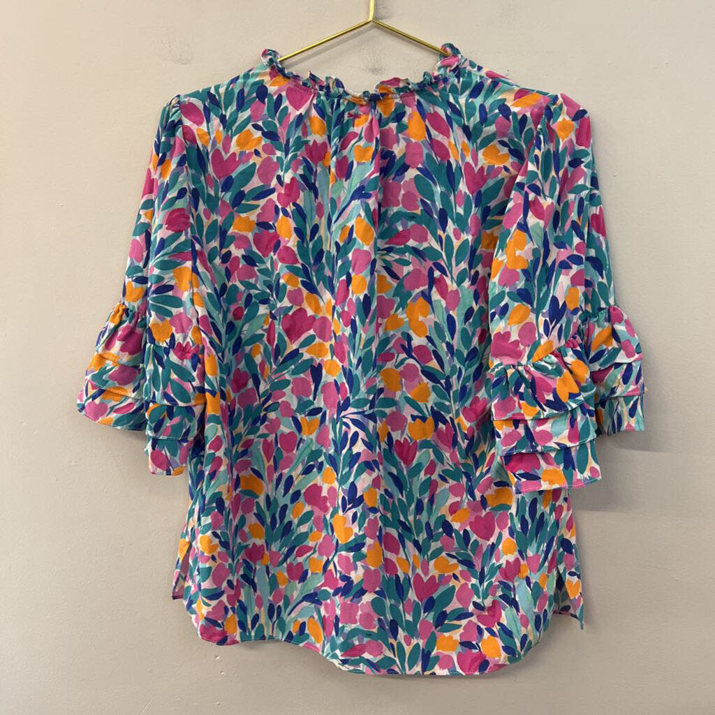Tyler Boe White/ Multi Print Short Sleeve Top Medium