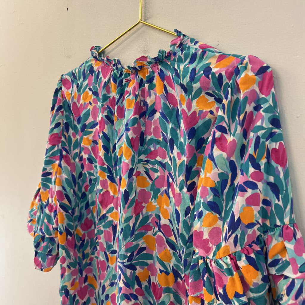 Tyler Boe White/ Multi Print Short Sleeve Top Medium
