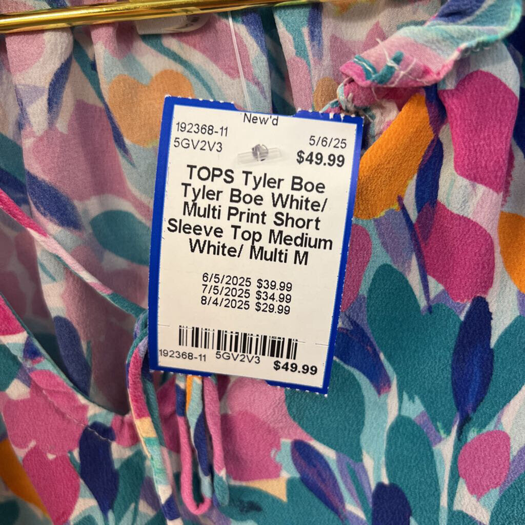 Tyler Boe White/ Multi Print Short Sleeve Top Medium